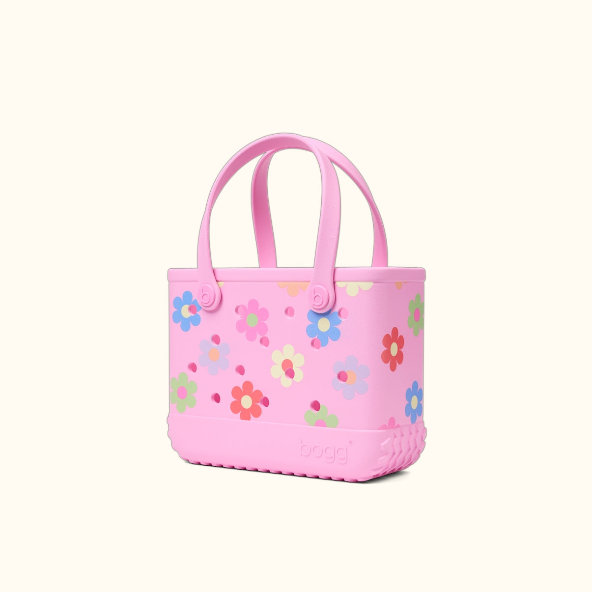 Bitty Bogg Bag Happy Flowers Tropical Resort Beach Bag Lightweight Large Capacity Adjustable Shoulder Strap for Weekend Travel
