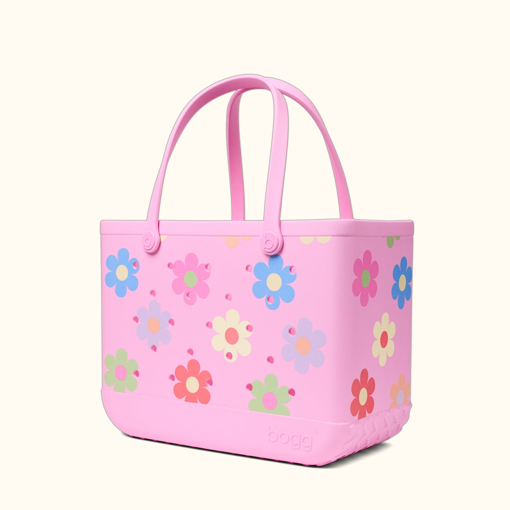 Original Bogg Bag Happy Flowers Pool Party Storage Bag Portable Washable Deep Storage Interior for Resort Vacations