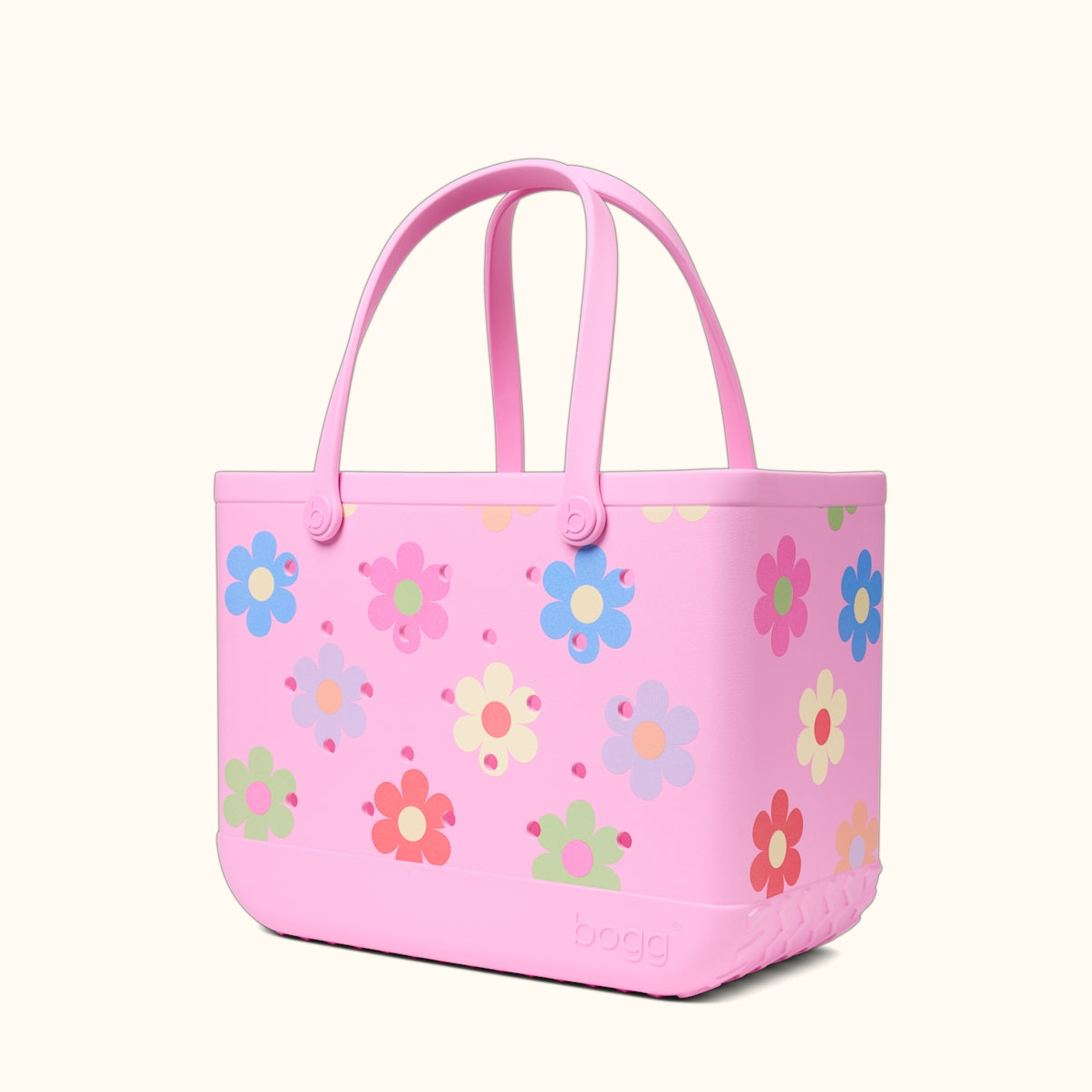 Original Bogg Bag Happy Flowers Pool Party Storage Bag Portable Washable Deep Storage Interior for Resort Vacations