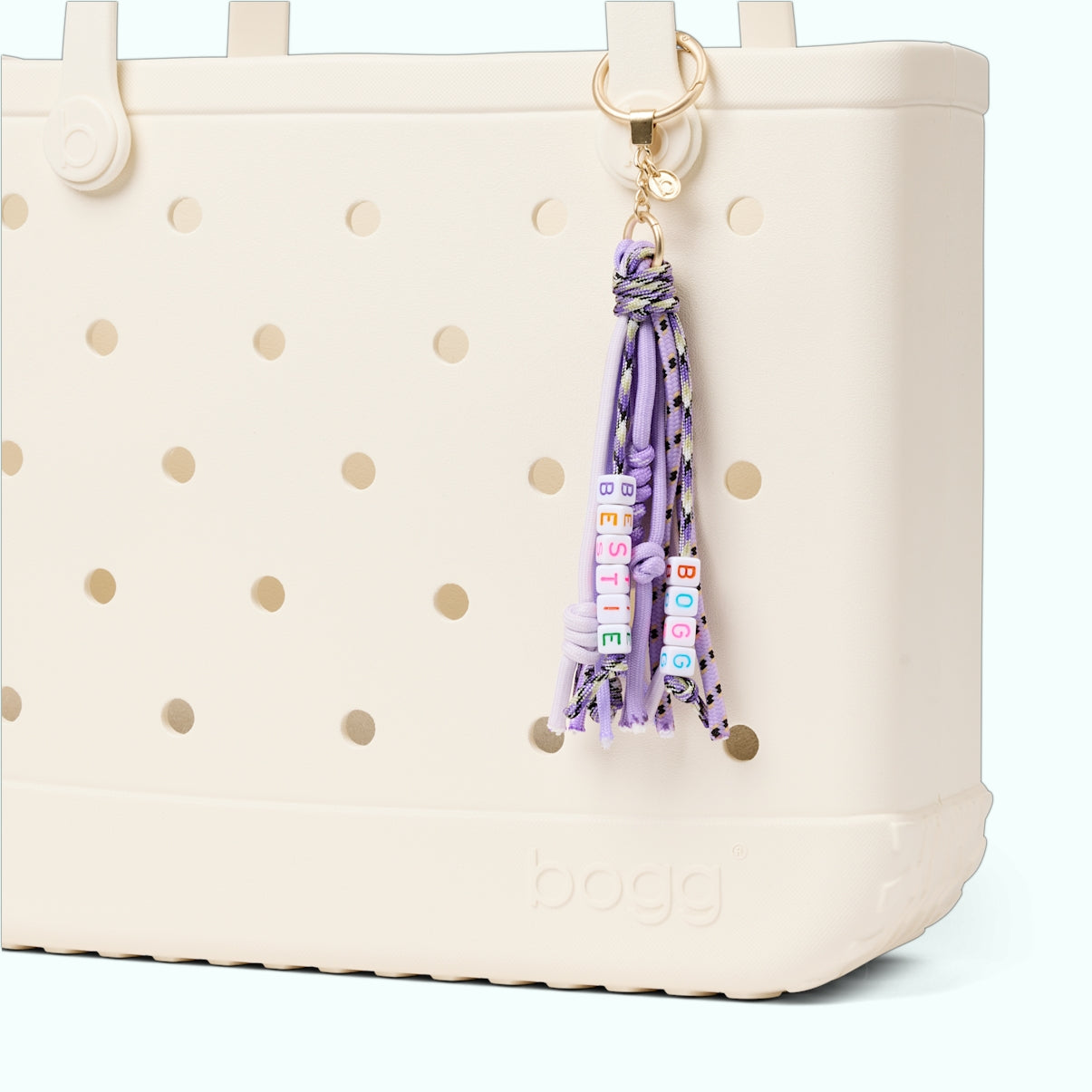 Bogg'd & Charmed Bestie Tassel Waterproof EVA Beach Tote Bag Washable Washable with Spacious Interior for Weekend Getaways Travel Organizer Vacation Essentials for Women