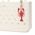 Bogg'd & Charmed Raffia Lobster Travel Companion Beach Tote Portable Sandproof Waterproof Phone Pouch Included for Cruise Travel