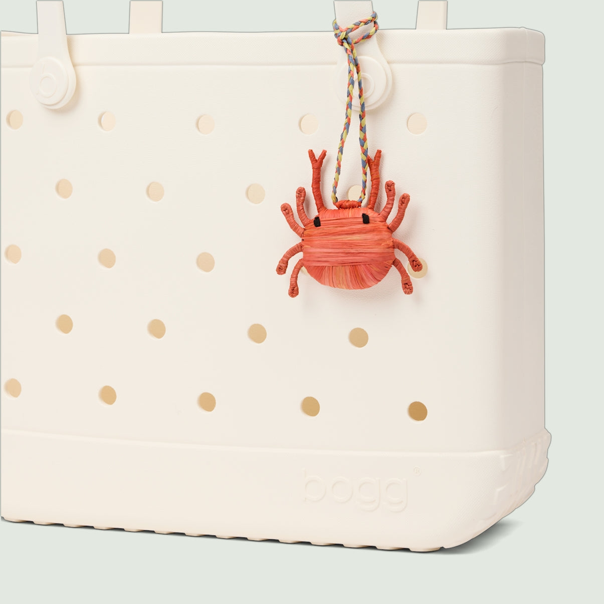Bogg'd & Charmed Raffia Crab Coastal Travel Beach Bag Stylish Washable Reinforced Grip Handles for Family Trips