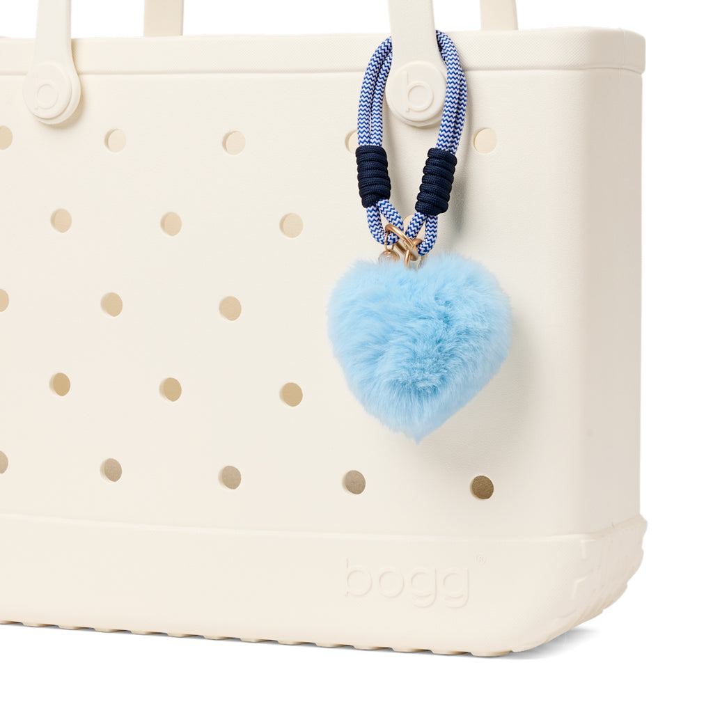 Bogg'd & Charmed Blue Heart Pouf Heavy Duty Rubber Beach Bag Easy Clean Sandproof with Cosmetic Organizer for Family Beach Days Travel Organizer Vacation Essentials for Women