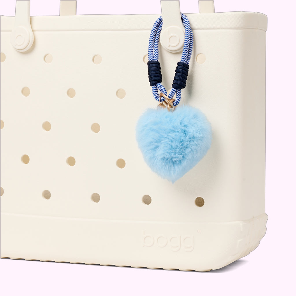 Bogg'd & Charmed Blue Heart Pouf Cruise Ship Essentials Tote Modern Easy Clean Adjustable Shoulder Strap for Resort Vacations