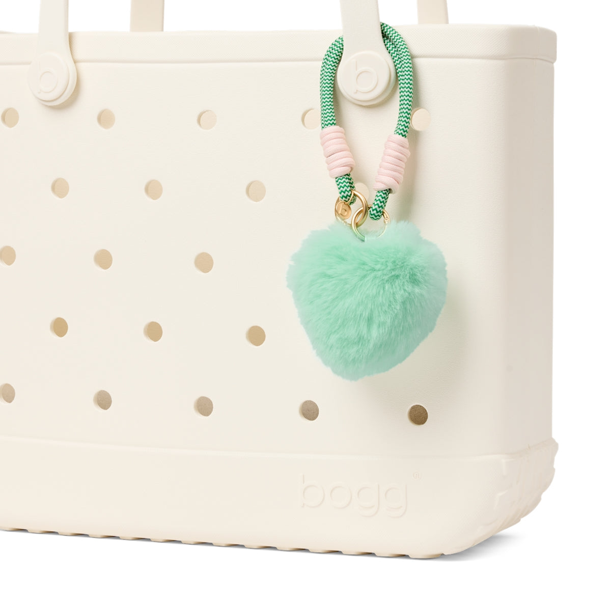Bogg'd & Charmed Green Heart Pouf Poolside Storage Carryall Tip Resistant Waterproof with Adjustable Shoulder Strap for Tropical Vacations Travel Organizer Vacation Essentials for Women