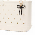 Bogg'd & Charmed Black Pearl Bow Weekend Escape Carryall Luxury Quick Dry Deep Storage Interior for Pool Activities