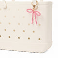 Bogg'd & Charmed Pink Pearl Bow Sunshine Travel Organizer Functional Washable Accessory Organizer Pouch for Summer Adventures
