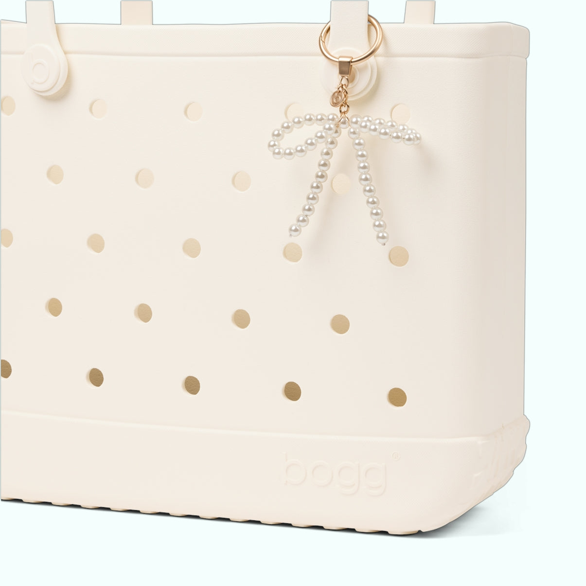 Bogg'd & Charmed White Pearl Bow Water Sports Travel Tote Washable Washable with Travel Accessory Pouch for Pool Days Travel Organizer Vacation Essentials for Women