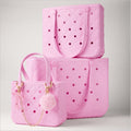 Bogg'd & Charmed Pink Taffy Pouf Water Activity Organizer Ultra Durable Sandproof Bonus Cosmetic Bag Included for Weekend Travel