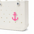 Bogg Bit Pink Anchor Women's Waterproof Beach Tote Washable Large Capacity with Cosmetic Organizer for Water Sports Travel Organizer Vacation Essentials for Women