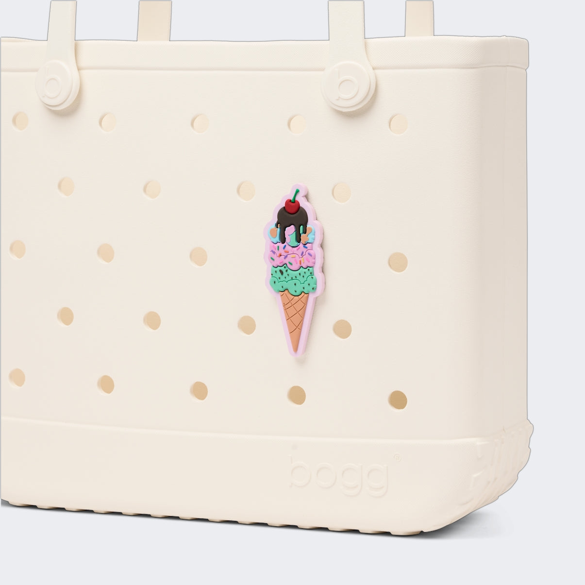 Bogg Bit Ice Cream Heavy Duty Rubber Beach Bag Easy Clean Oversized with Reinforced Handles for Weekend Getaways Travel Organizer Vacation Essentials for Women
