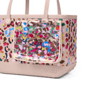 Decorative Insert Neon Jungle Heavy Duty Rubber Beach Bag Washable Tip Resistant with Cosmetic Organizer for Boat Trips Travel Organizer Vacation Essentials for Women
