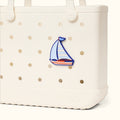 Bogg Bit Sailboat Summer Escape Beach Bag Lightweight Travel Friendly Non Slip Bottom Design for Resort Vacations