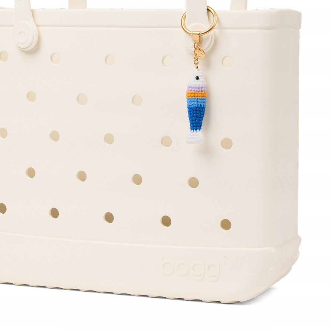 Bogg'd & Charmed Crochet Fish High Tide Heavy Duty Rubber Beach Bag Tip Resistant Lightweight with Extra Storage Compartments for Cruise Travel Travel Organizer Vacation Essentials for Women