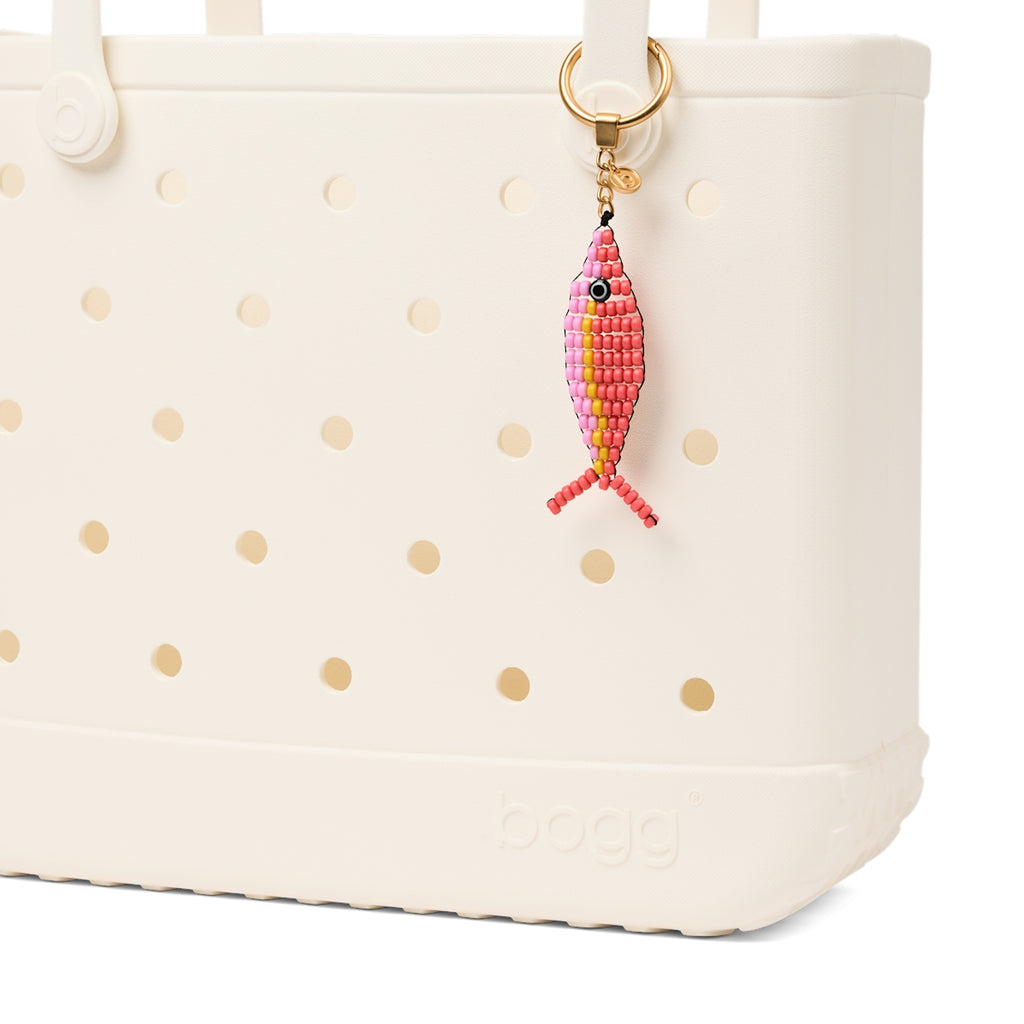 Bogg'd & Charmed Beaded Fish Coral/Pink Taffy Outdoor Adventure Pool Tote Sandproof Sandproof with Spacious Interior for Summer Travel Travel Organizer Vacation Essentials for Women