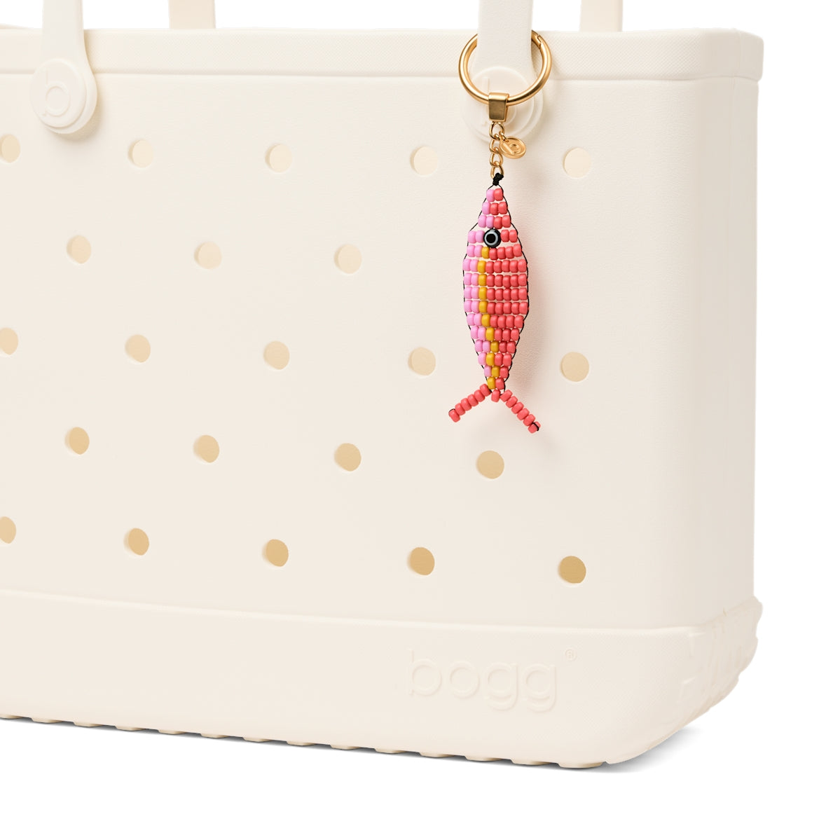 Bogg'd & Charmed Beaded Fish Coral/Pink Taffy Outdoor Adventure Pool Tote Sandproof Sandproof with Spacious Interior for Summer Travel Travel Organizer Vacation Essentials for Women
